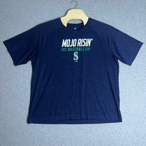 Fanatics Men's Navy Blue Seattle Mariners Mojo Risin' Baseball T-Shirt‎ Size XXL